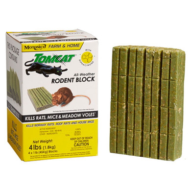 Motomco Tomcat All-weather Rodent Bait Block - 1 lb - 4 pk