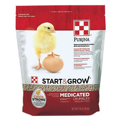 Purina Start & Grow Medicated Crumble Poultry Feed - 5 Lb