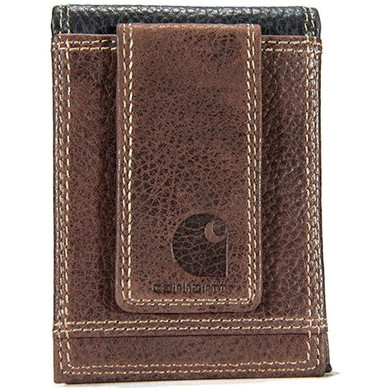 Carhartt Men's Leather Rugged Front Pocket Wallet - Brown/black