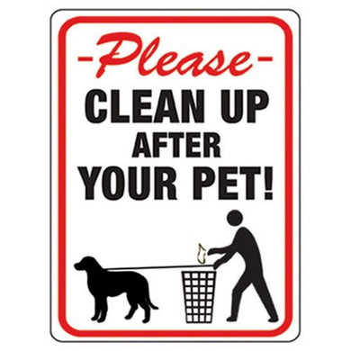 Hy Ko Clean Up After Pet Sign - 8.5" X 12"