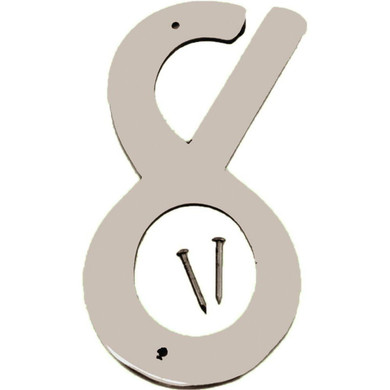 Hy-Ko 4" Satin Nickel House Number Sign - Number 8