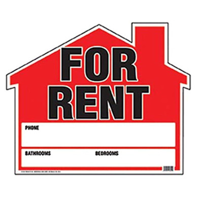 Hy-Ko Red/Black For Rent House Shaped Sign - 19" X 23"