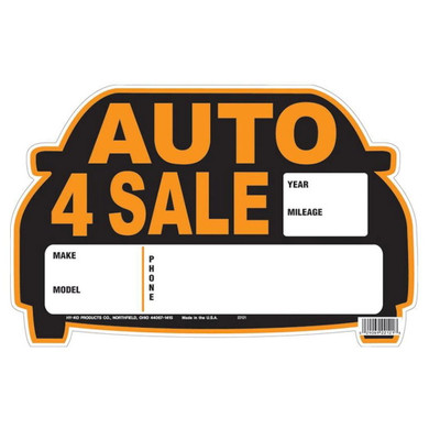Hy-Ko Auto For Sale Sign - 9" X 14"