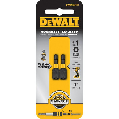 Dewalt Impact Ready #1 Square Screwdriver Bit Tip - 2 pk
