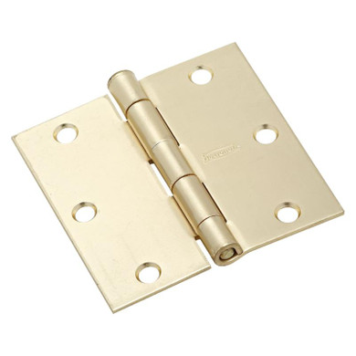 National Hardware Satin Brass Square Corners Door Hinge - 3-1/2"