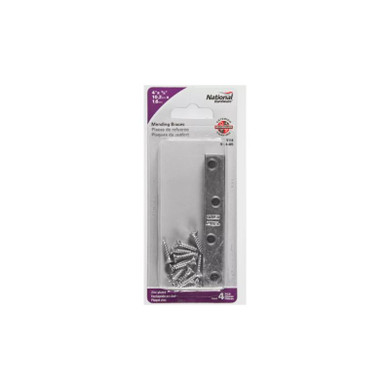 National Hardware Zinc Mending Plate - 4" X 5/8" - 4 pk