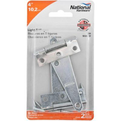 National Hardware Zinc Plated Light Strap T Hinge - 2 pk