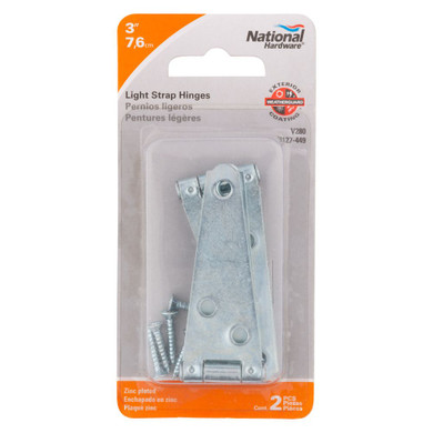 National Hardware Zinc Plated Light Strap Hinge - 2 pk