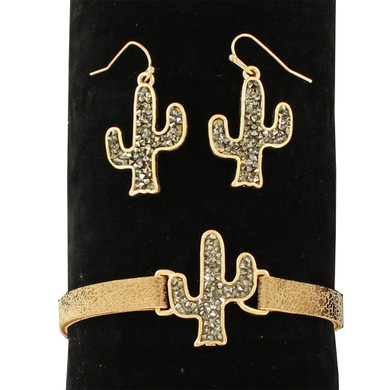 Blazin Roxx Women's Cactus Bracelet/earrings Set