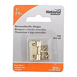 National Hardware Brass Removable Pin Hinge - 2 pk