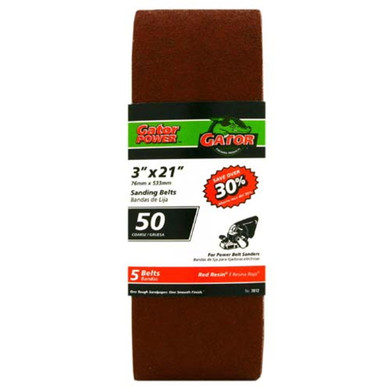 Gator Finishing 3" X 21" Bi-directional Aluminum Oxide Sanding Belt - 5 Pk