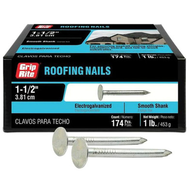 Grip-Rite Electro-Galvanized Steel Roofing Nail - 1 lb