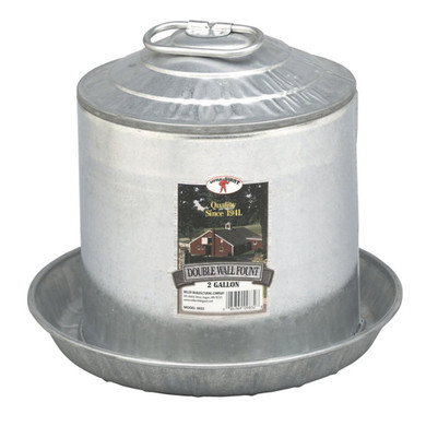 Miller Manufacturing Galvanized Steel Double Wall Metal Poultry Fount - 2 Gal