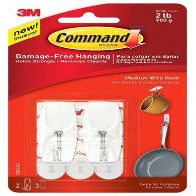 Command White Wire Toggle Hook - Medium