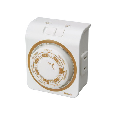 Woods Indoor 7-day Mechanical Vacation Timer - White