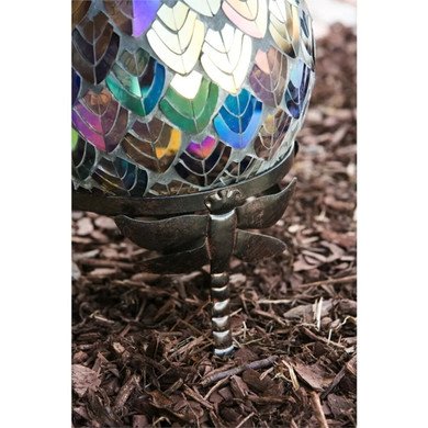 Evergreen Enterprises Dragonfly Adorned Metal Gazing Ball Stand - 8-1/2"
