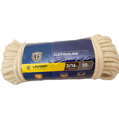 Tru-Guard Diamond Braided Cotton Clothesline Rope - 3/16" X 50'