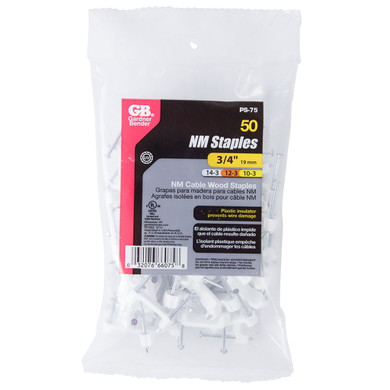 Gardner Bender White Plastic Polyethylene NM Cable Staple - 50 Pk
