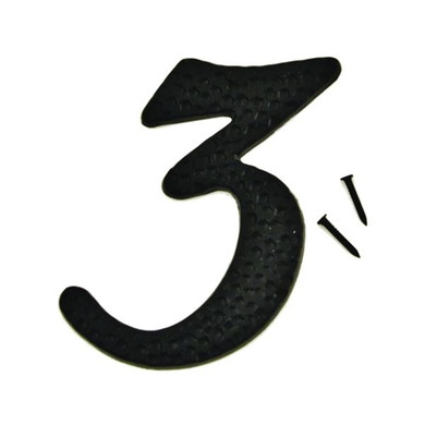Hy-Ko 3-1/2" Black Die-Cast Aluminum House Number Sign - Number 3
