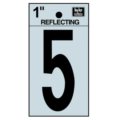 Hy-Ko 1" Black/Silver Vinyl Reflective Adhesive Sign - Number 5