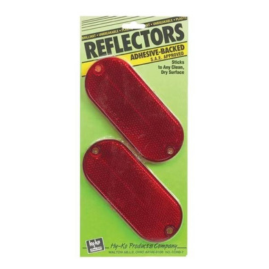 Hy-Ko 4-3/8" Red Self-Adhesive Oval Reflector - 2 Pk
