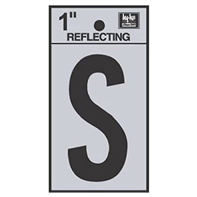 Hy-Ko 1" Black/Silver Vinyl Reflective Adhesive Sign - Letter S