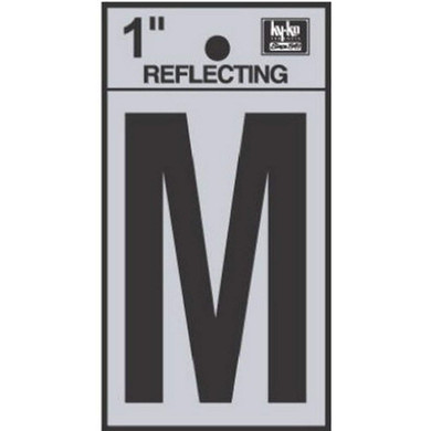 Hy-Ko 1" Black/Silver Vinyl Reflective Adhesive Sign - Letter M
