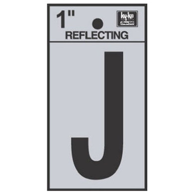 Hy-Ko 1" Black/Silver Vinyl Reflective Adhesive Sign - Letter J