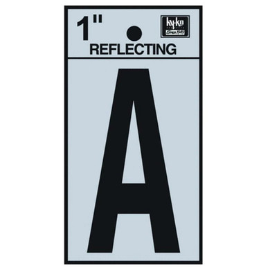 Hy-Ko 1" Black/Silver Vinyl Reflective Adhesive Sign - Letter A