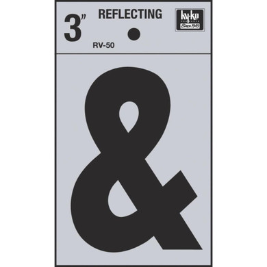 Hy-Ko 3" Black/Silver Vinyl Reflective Adhesive Ampersand Sign - Symbol (&)