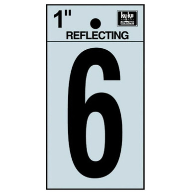 Hy-Ko 1" Black/Silver Vinyl Reflective Adhesive Sign - Number 6
