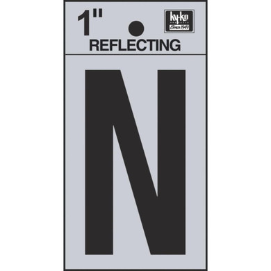 Hy-Ko 1" Black/Silver Vinyl Reflective Adhesive Sign - Letter N