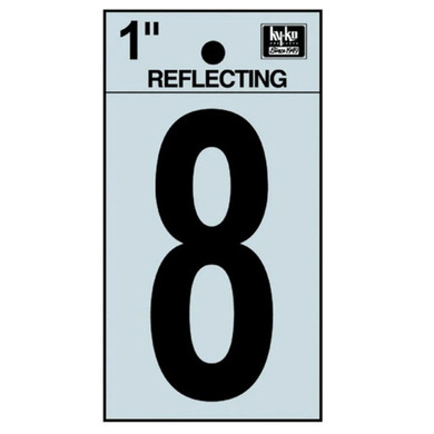 Hy-Ko 1" Black/Silver Vinyl Reflective Adhesive Sign - Number 8