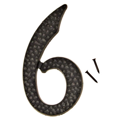 Hy-Ko 3-1/2" Black Die-Cast Aluminum House Number Sign - Number 6