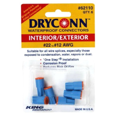 King Innovation Dryconn Small Waterproof Orange Wire Connector - 6 Pk