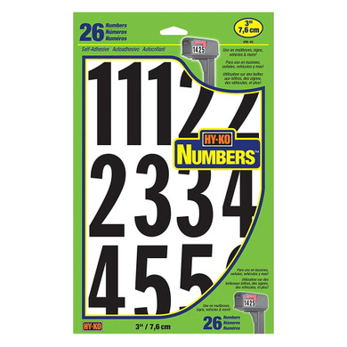 Hy-Ko Black/White Vinyl Self Adhesive Numbers Set - 3"