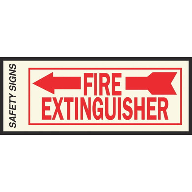 Hy-Ko Safety Sign Glow In The Dark Fire Extinguisher Left Arrow - 4" X 10"