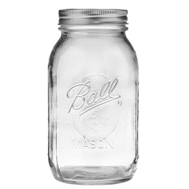 Ball Regular Mouth Glass Mason Jars With Lids & Bands - 32 Oz