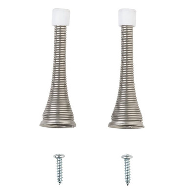 National Hardware Satin Nickel Spring Door Stop - 3"