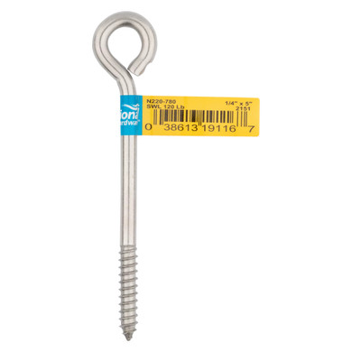 National Hardware Stainless Steel Lag Screw Eye - 1/4" X 5"