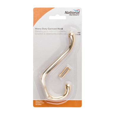 National Hardware Heavy Duty Garment Hook - Brass