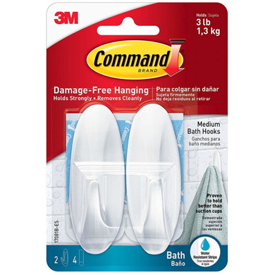 Command Bath Medium Designer Hook - White