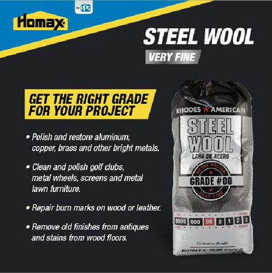 Homax Very Fine Grade #00 Steel Wool Pads - 12 pk