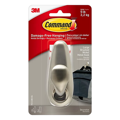 Command Forever Classic Brushed Nickel Hook - Medium