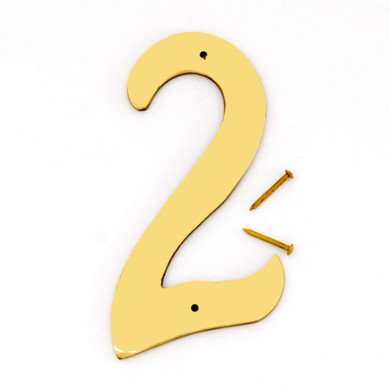 Hy-Ko 4" Solid Brass House Number Sign - Number 2