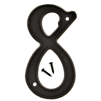 Hy-ko 4" Black 3-d Plastic House Number Sign - Number 8