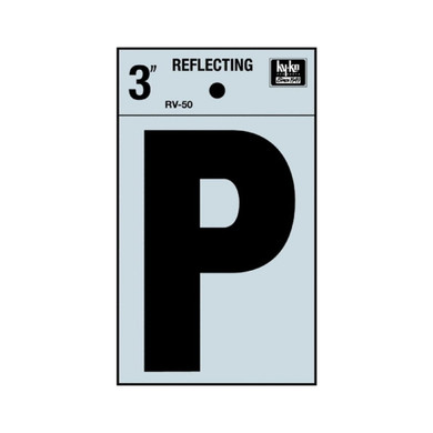 Hy-Ko 3" Black/Silver Vinyl Reflective Adhesive Sign - Letter P