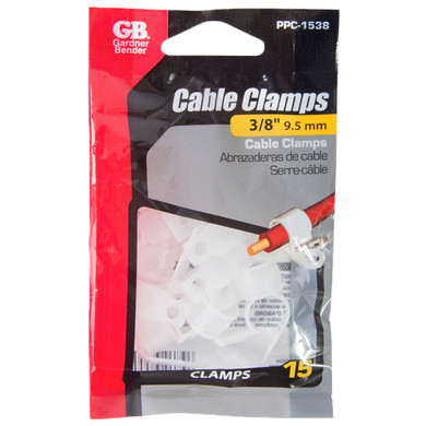 Gardner Bender White Plastic Cable Clamp - 15 pk - 3/8"