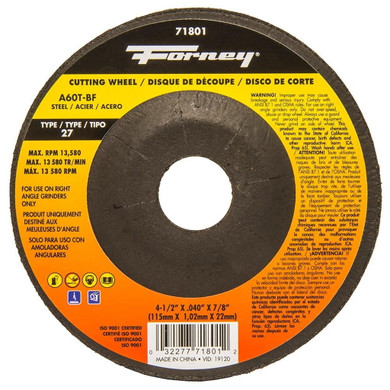 Forney Type 27 Metal Cut-off Wheel - 7/8"