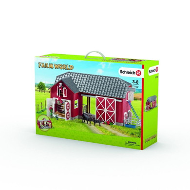 Schleich Farm World Large Barn with Animals and Accessories - 22" X 6-1/4" X 14-3/4" - Red